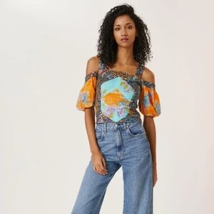 Anthropologie Love The Label Cropped Patchwork Top